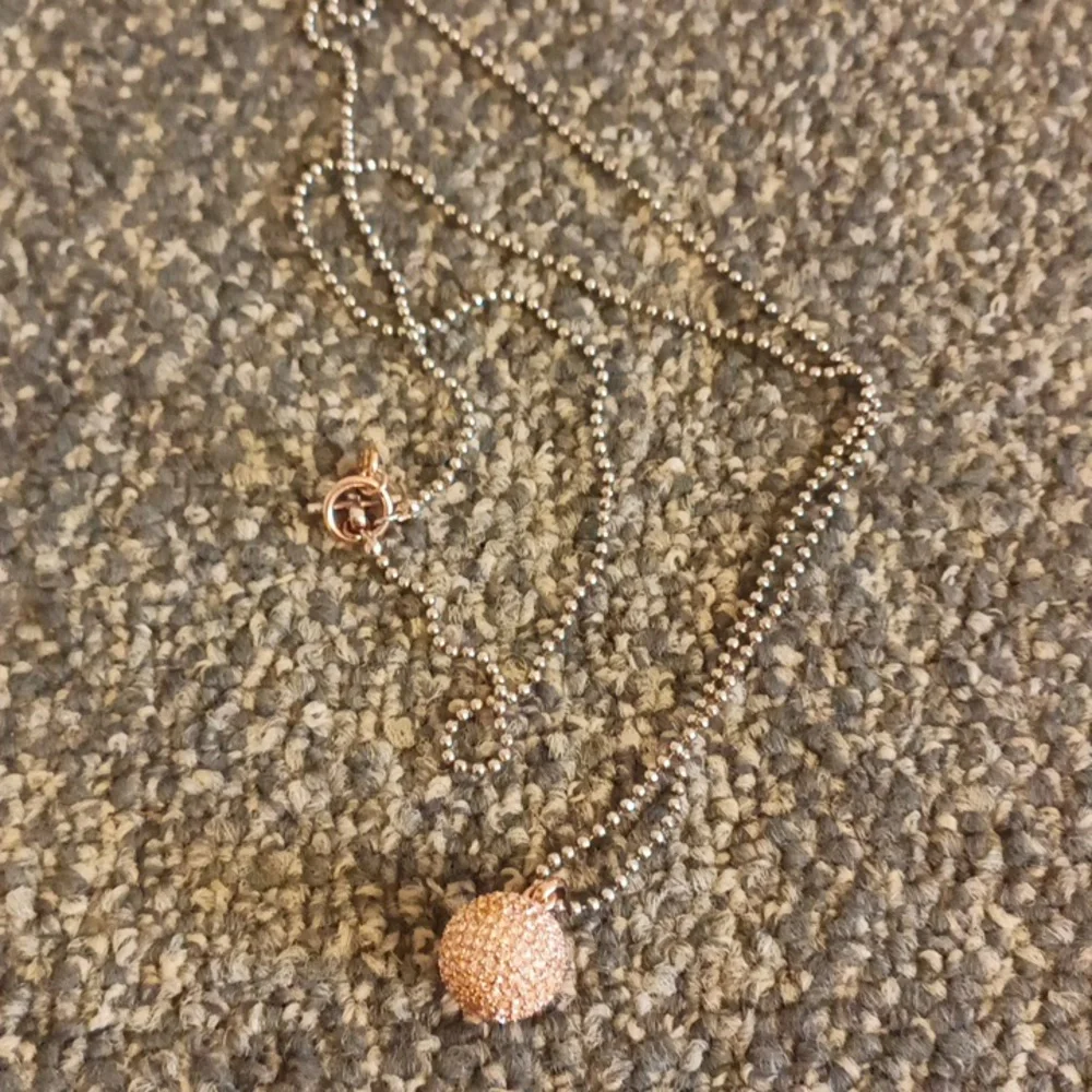 Michael Kors silver shimmer necklace with crystal ball bling pink pendent
